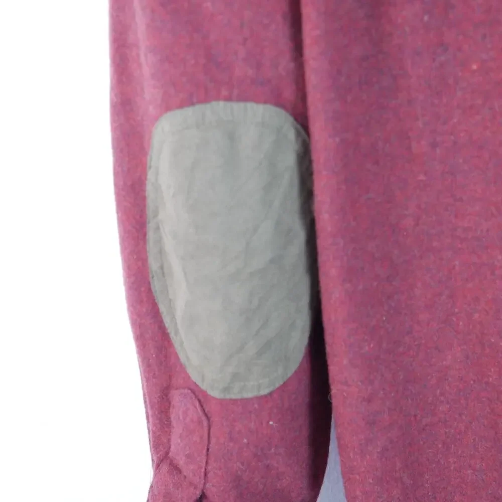 Pendleton Men's Medium Button Down Shirt Elbow Patch Burgundy‎ Red 100% Wool